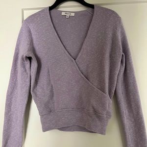 Madewell Wrap Pullover Sweater, light lilac color, Size XS